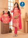 Alka By Kaya Viscose Jacquard Kurti With Bottom Dupatta Exporters In India
